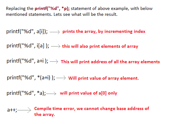 Array using pointer tips