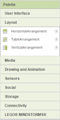 What is Palette in App Inventor