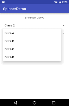 Spinner Example in Android