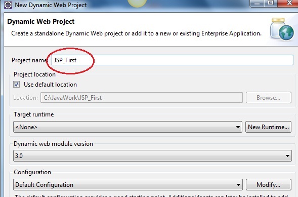 creating a JSP Page in Eclipse