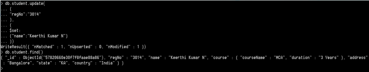 Updating document from MongoDB Collection