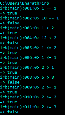 Relational Operators in Ruby